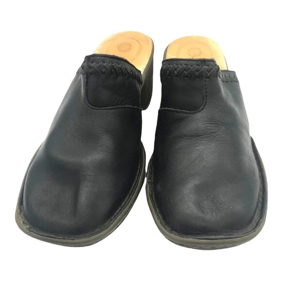 VTG Dr Doc Martens DANA Black Leather Heeled Clogs US 8 Slide Mule 11886 00s Y2K - Picture 2 of 12